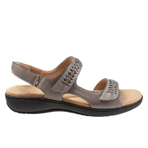 Trotters Romi Woven Womens Gray Extra Wide Slingback Sandals Shoes