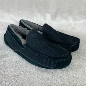 UGG Ascot Corduroy Men's Slippers Loafer Size 13 Black Sheepskin Slip On