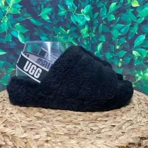 Ugg black fluff yeah slingback slippers