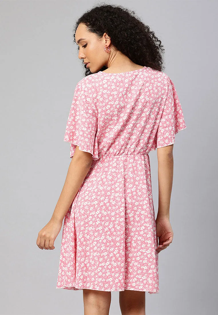 V-Neck Floral Midi Dress By RUW