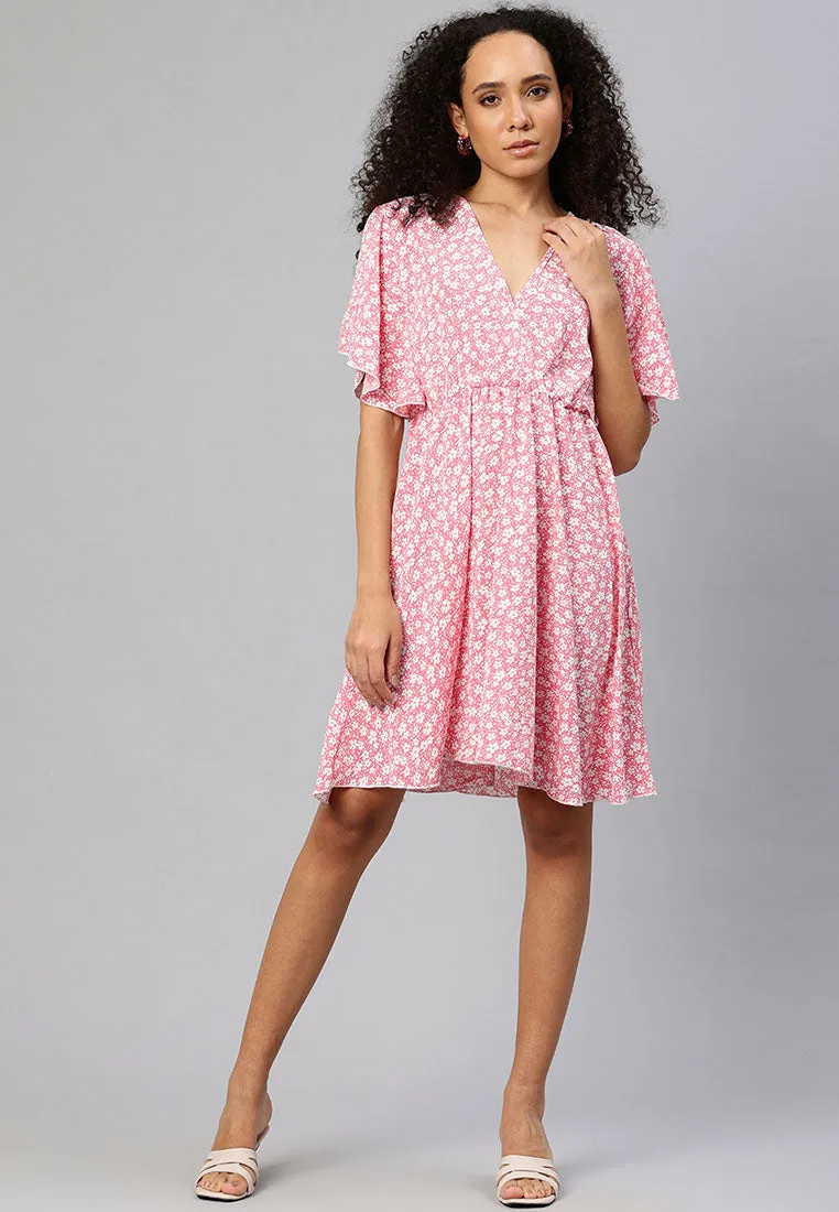 V-Neck Floral Midi Dress By RUW