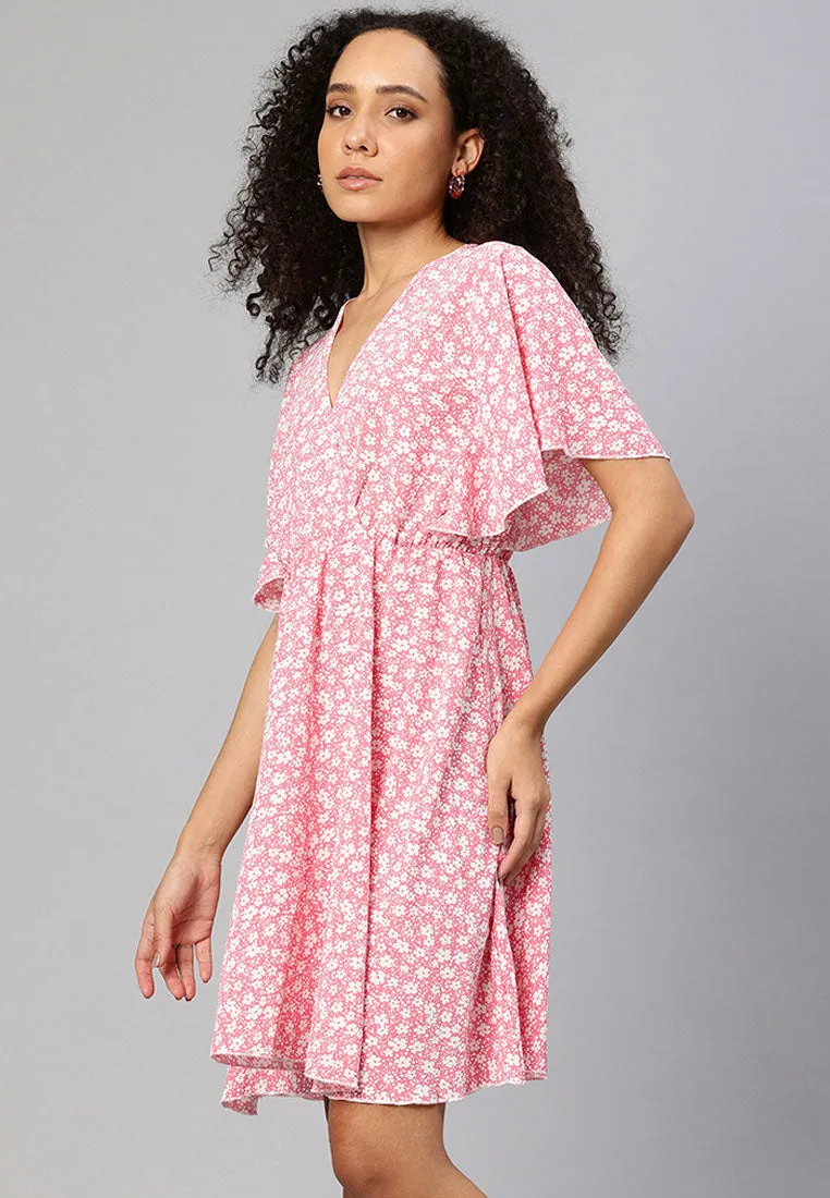 V-Neck Floral Midi Dress By RUW