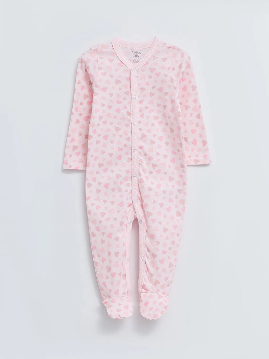 V-neck Long Sleeve Printed Cotton Baby Girl Jumpsuit 2-pack