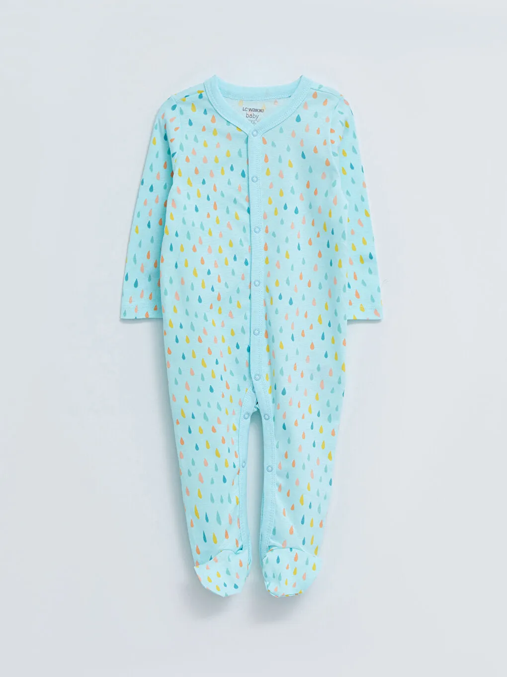 V-neck Long Sleeve Printed Cotton Baby Girl Jumpsuit 2-pack