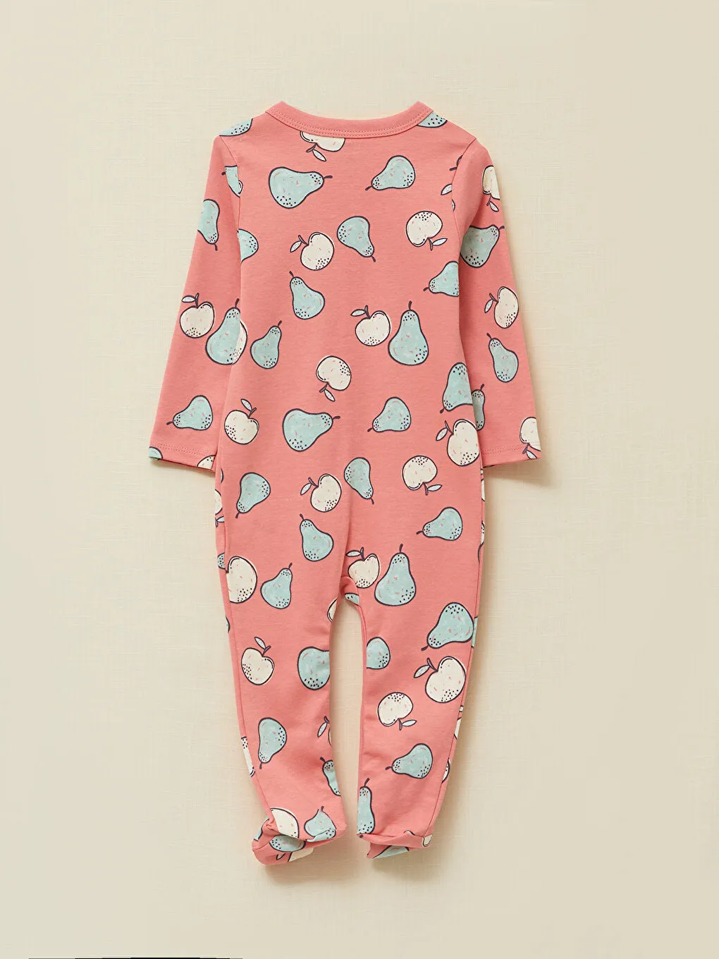 V-neck Long Sleeve Printed Organic Cotton Baby Girl Jumpsuit 2-pack