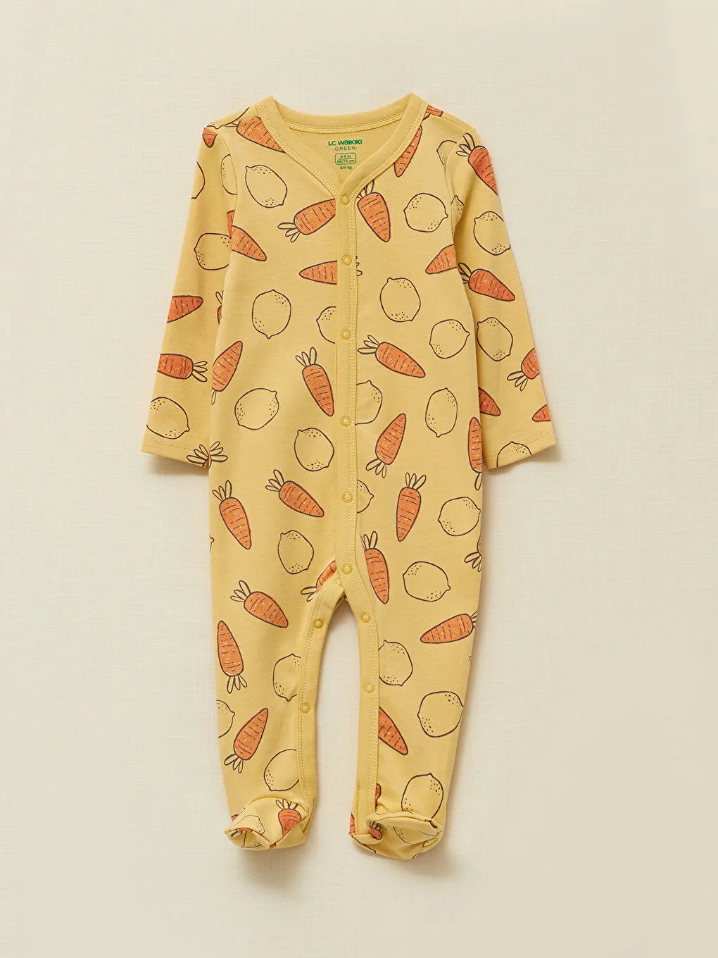 V-neck Long Sleeve Printed Organic Cotton Baby Girl Jumpsuit 2-pack