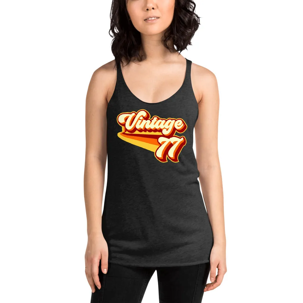 Vintage 1977 Warm Retro Lines Women's Racerback Tank