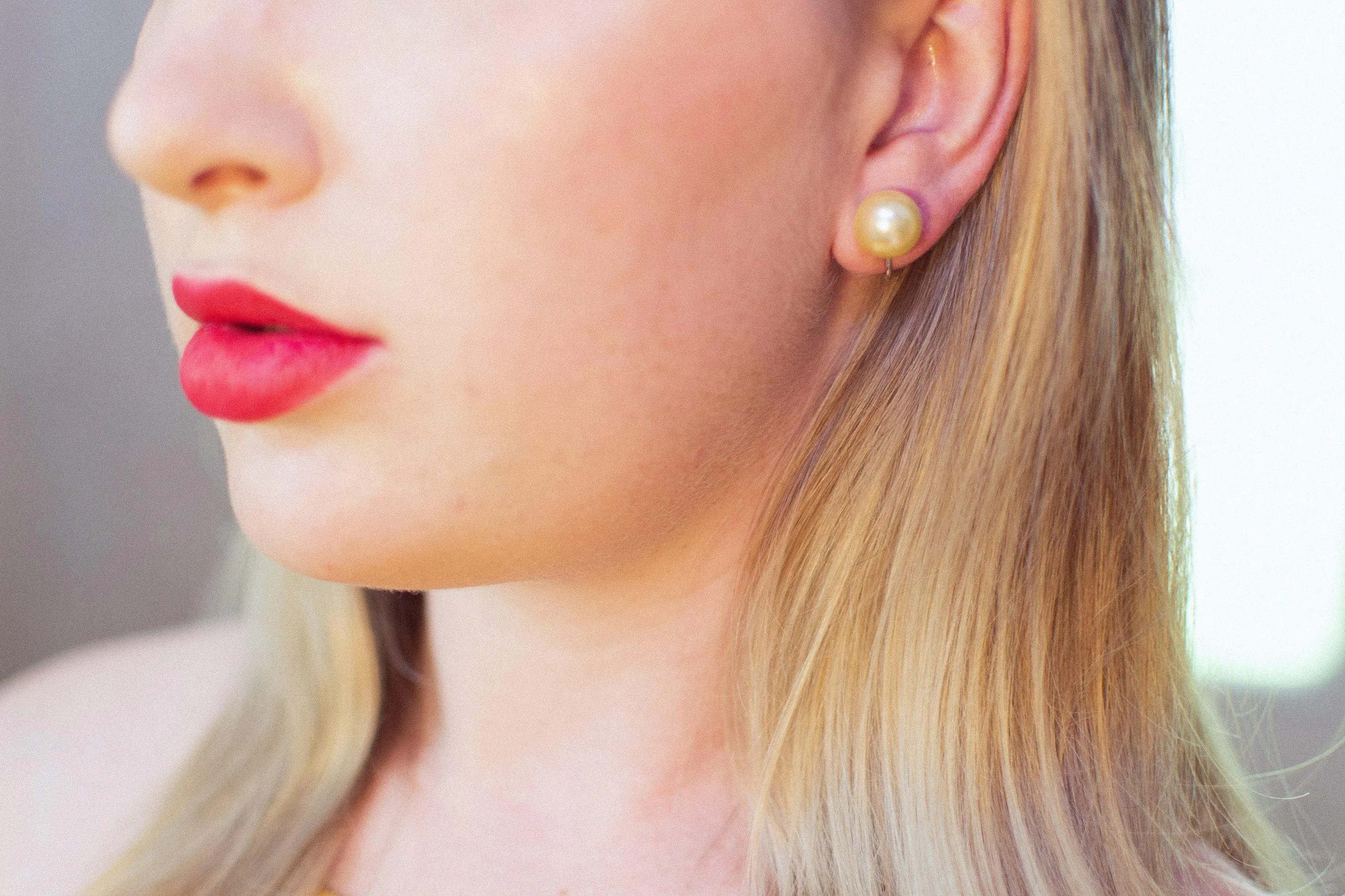Vintage Warm Ivory Pearl Clip Earrings with Adjustable Back