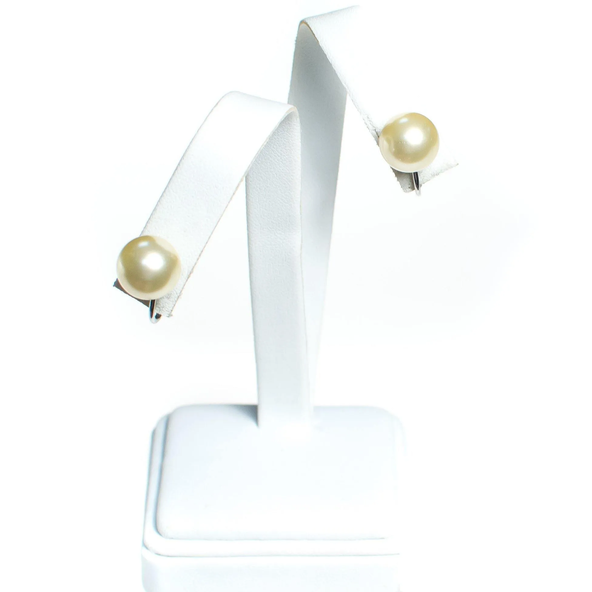 Vintage Warm Ivory Pearl Clip Earrings with Adjustable Back