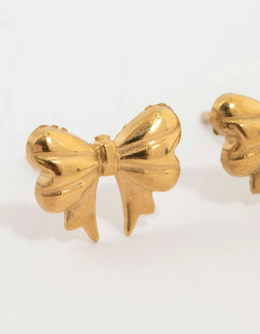 Waterproof Gold Plated Stainless Steel Bow Stud Earrings