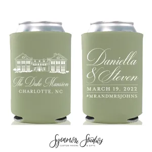 Wedding Can Cooler #189R - Custom Venue Illustration