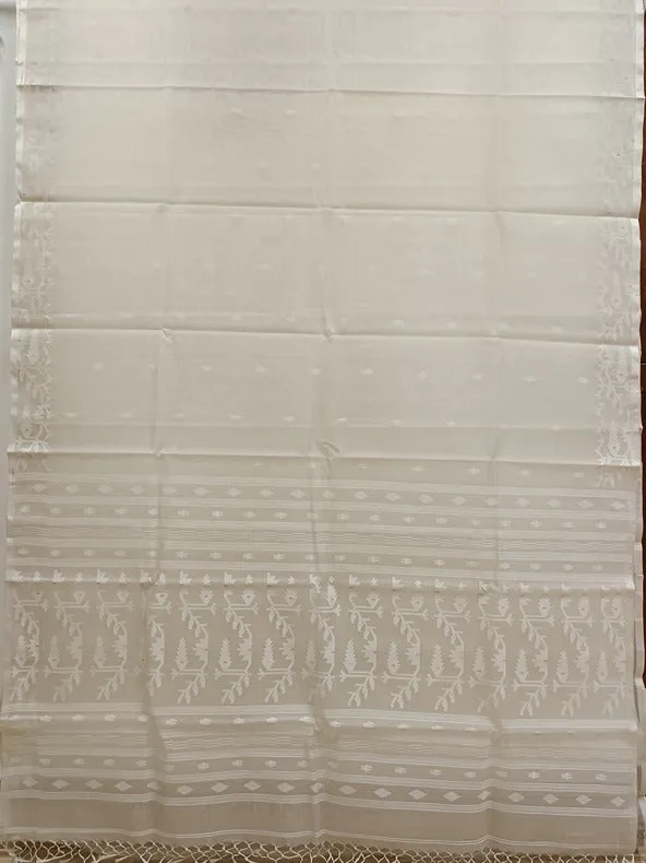 white-on-white handloom muslin silk handwoven jamdani saree