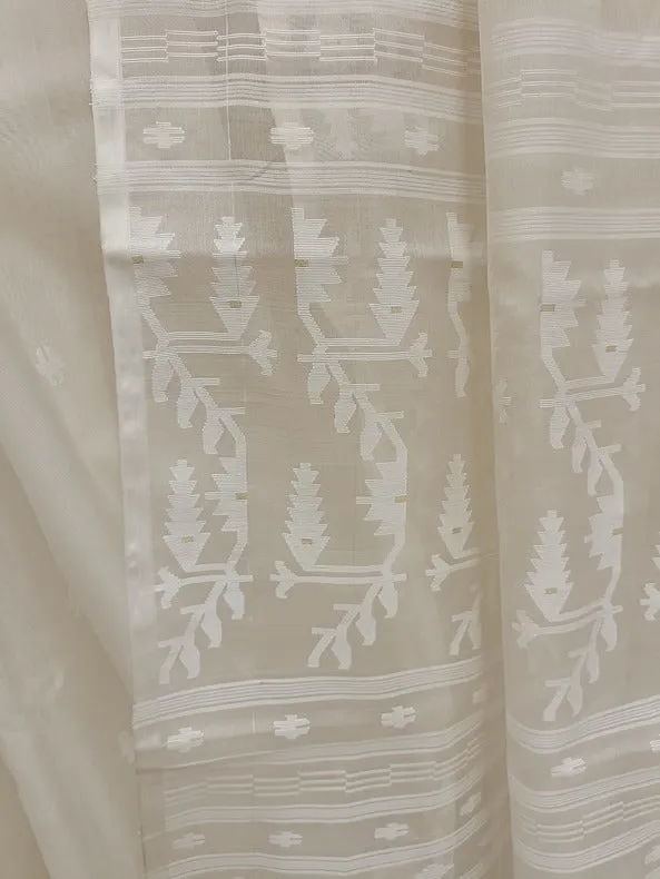 white-on-white handloom muslin silk handwoven jamdani saree