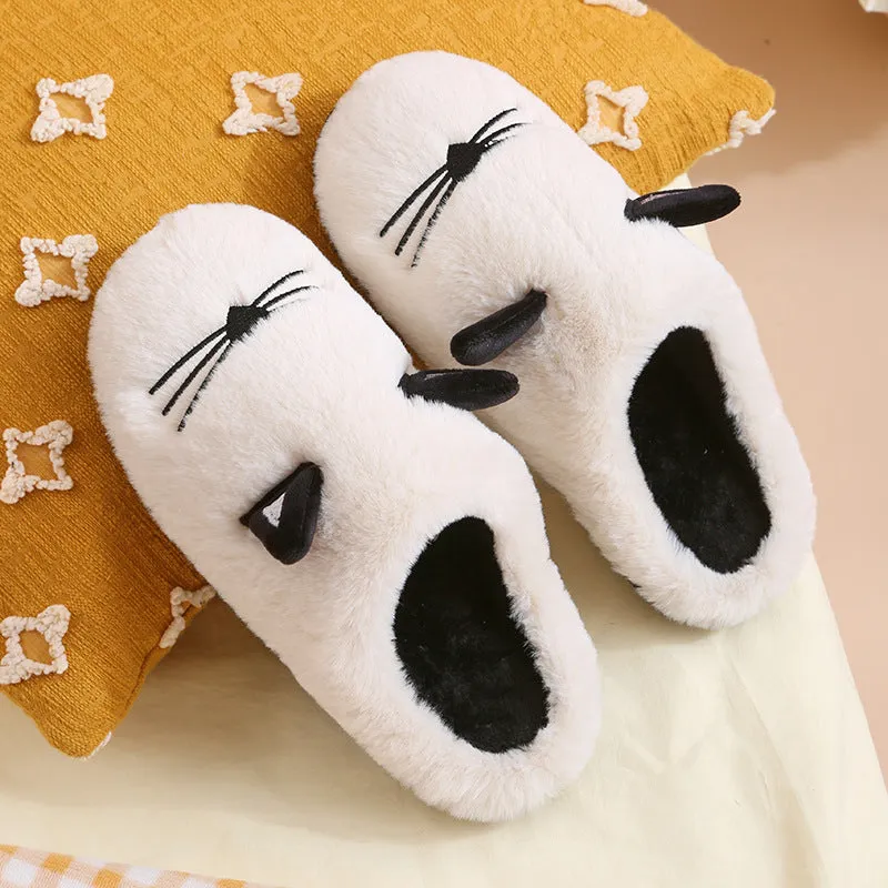 Winter New Coral Velvet Slippers Cartoon Cat Cotton Slippers