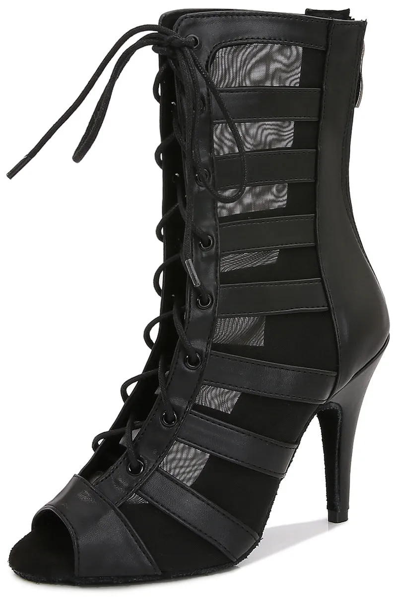 Women jazz lain dance boots latin dance shoes adult women middle heel hollow sandals soft sole modern dance stiletto sandals
