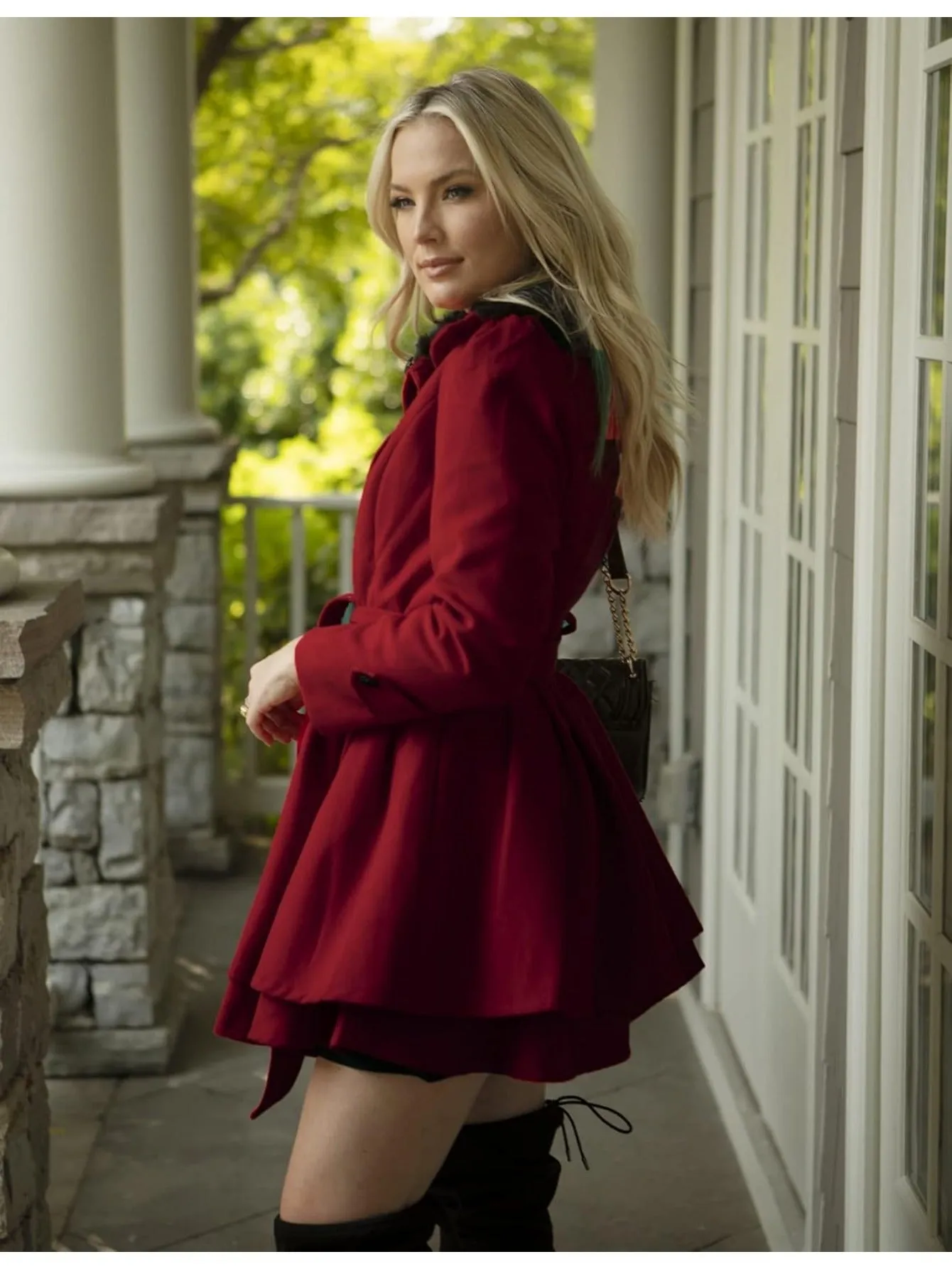 Womens Double Breasted Long Sleeve Winter Coat