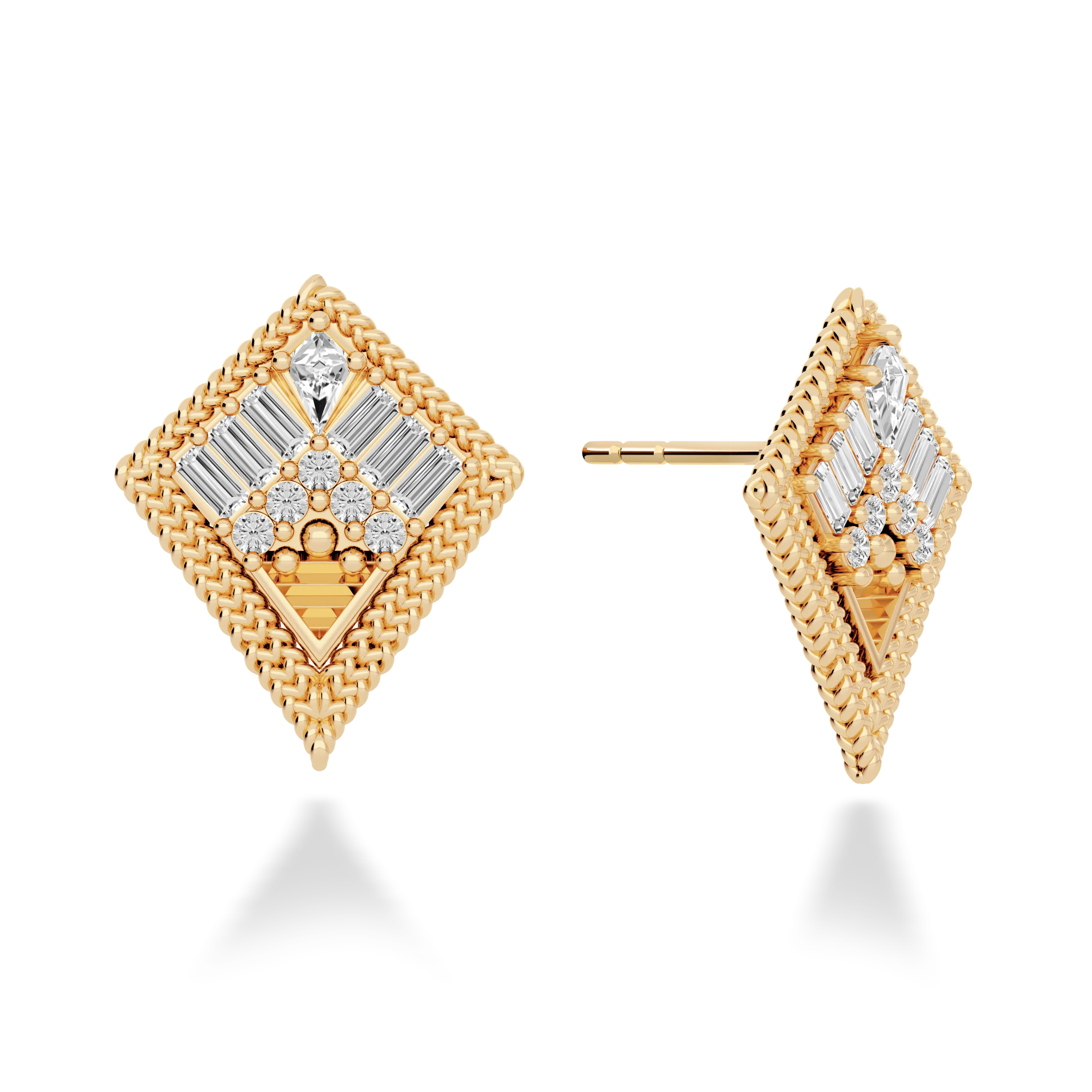 WOVEN ESSENTIA - DIAMOND KITE MOTIF EARRINGS