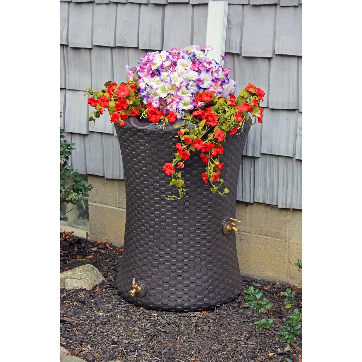 Woven Rain Barrel with planter,8f00491