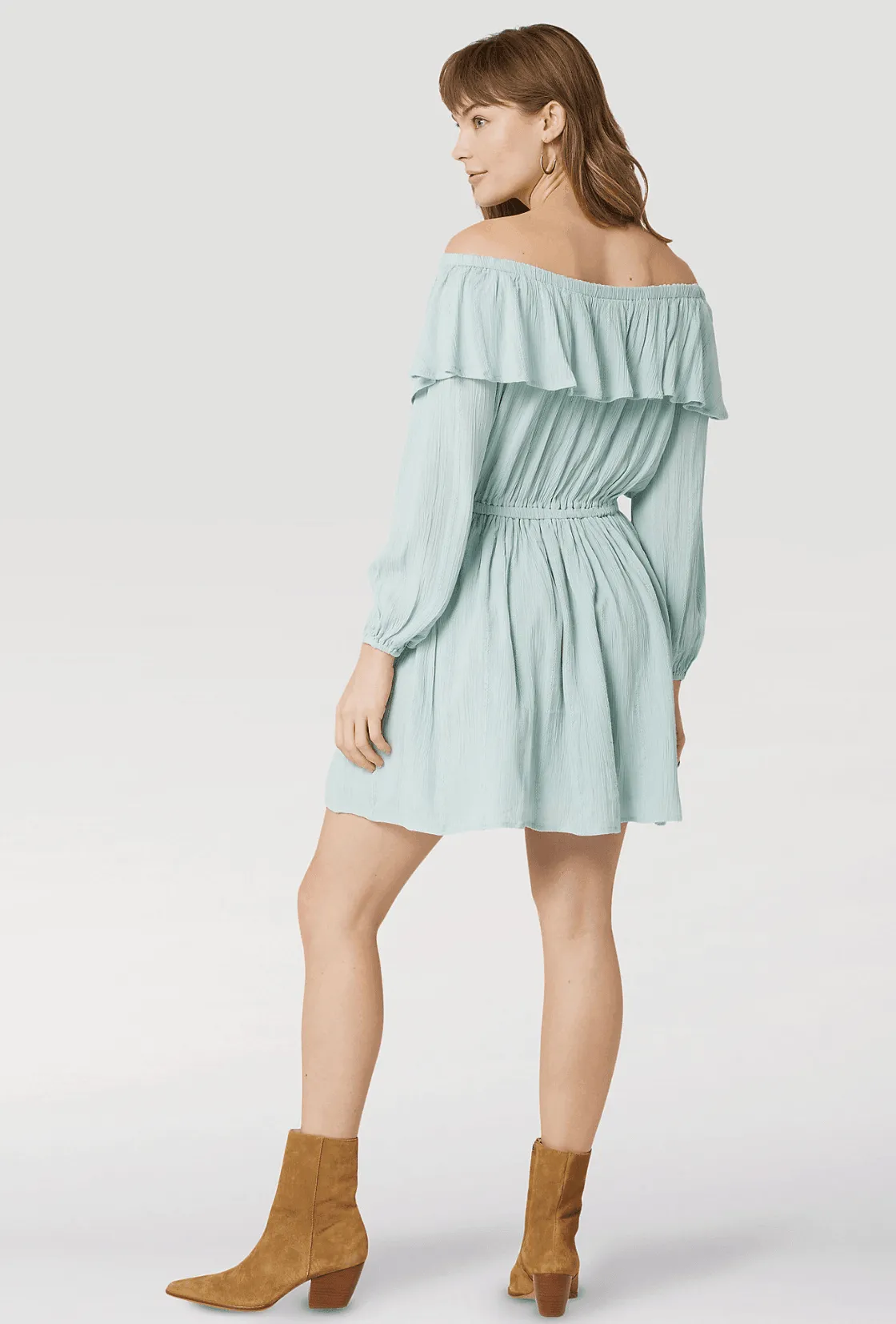 Wrangler Women's Ruffle Off Shoulder Light Teal Dress 112327246